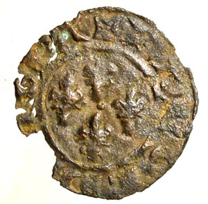 obverse: MESSINA. Carlo I d Angiò (1266-1282). Denaro (g. 0,29). Quattro gigli R/ Croce invadente. Spahr 41.     MI