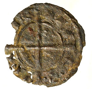 reverse: MESSINA. Carlo I d Angiò (1266-1282). Denaro (g. 0,29). Quattro gigli R/ Croce invadente. Spahr 41.     MI