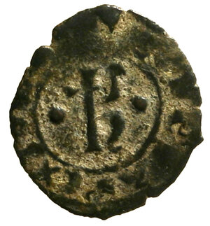 obverse: MESSINA. Carlo I d Angiò (1266-1285) Denaro. Grande K tra globetti R/ Croce. Spahr 29.    MI   (g. 0,57)  BB