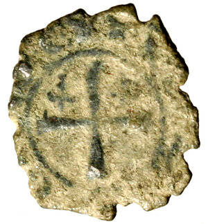 reverse: MESSINA. Carlo I d Angiò (1266-1285). Denaro. Tre gigli R/ Croce tra globetti. Spahr 43.    MI    (g. 0,83)  RARO  +BB