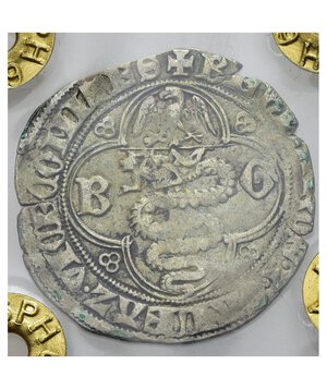obverse: MILANO. Barnabò e Galeazzo Visconti (1355-1378). Pegione o Grosso da 1,5 soldi. Ag. MIR 104/1. qBB. Periziata SPH