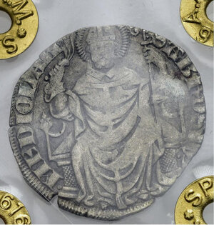 reverse: MILANO. Gian Galeazzo Visconti (1385-1402). Pegione o Grosso da 1,5 soldi. Ag. MIR 119. qBB. Periziata SPH