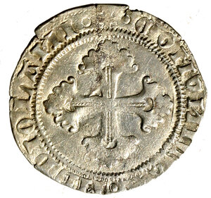 reverse: MILANO. Seconda Repubblica (1447-1450) Grosso. Croce fiorata R/ S. Ambrogio seduto. Crippa 2    AR  (g. 2,26)  qSPL