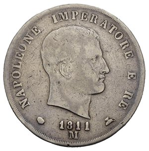 obverse: MILANO. Napoleone I re d Italia (1805-1814). 5 lire 1811 M. Ag. MB
