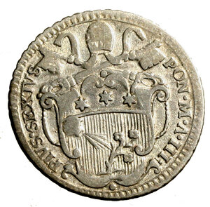 obverse: ROMA. Pio VI (1775-1799) Carlino romano 1777/ III. D/ Stemma R/ VN/ CARLINO / ROMANO/ 1777 in cartella. Munt. 86; Ber. 2981; MIR 2785/1. AR (2,70 g). BB