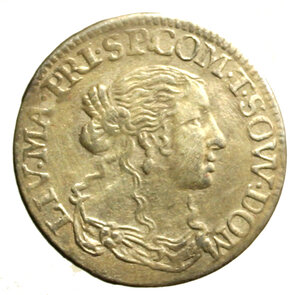 obverse: TASSAROLO. Livia Centurioni Oltremari (1618-1666) Luigino 1666. Busto femminile a ds. R/ Stemma coronato. Camm. 366.     AR   (g. 1,77)  qSPL