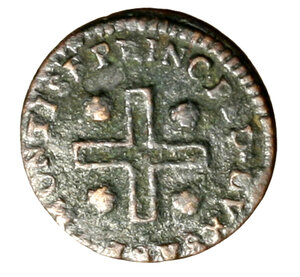 reverse: TORINO. Carlo Emanuele III (1730-1773) Mezzo cagliarese. Busto a ds. R/ Croce accantonata. Mont. 114-116.  CU     NC    (g. 0,99)   +BB