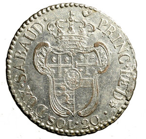 reverse: TORINO. Vittorio Amedeo III (1773-1798) 20 soldi 1795. Busto a ds. R/ Stemma coronato. MIR 990b; Mont. 372    MI   (g. 4,98)   +SPL