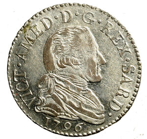 obverse: TORINO. Vittorio Amedeo III (1773-1798) 20 soldi 1796. Busto a ds. R/ Stemma coronato. MIR 990c; Mont. 373    MI   (g. 5,67)   +SPL