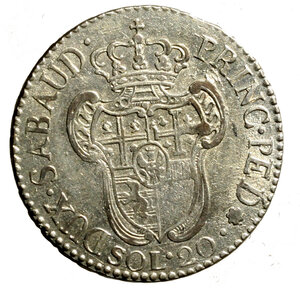 reverse: TORINO. Vittorio Amedeo III (1773-1798) 20 soldi 1796. Busto a ds. R/ Stemma coronato. MIR 990c; Mont. 373    MI   (g. 5,67)   +SPL