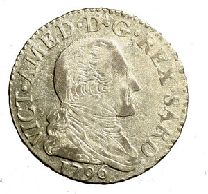 obverse: TORINO. Vittorio Amedeo III (1773-1798) 10 soldi 1796. Busto a ds. R/ Stemma coronato. MIR 992c; Mont. 378     MI   (g. 3,03)  +SPL