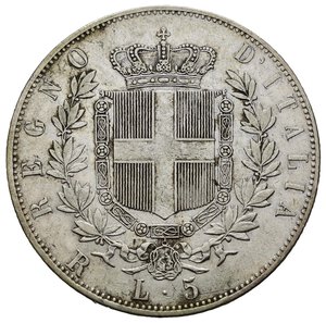 reverse: Regno d Italia. Vittorio Emanuele II (1861-1878). 5 lire 1876 R. Roma. Ag. Gig. 51. BB+