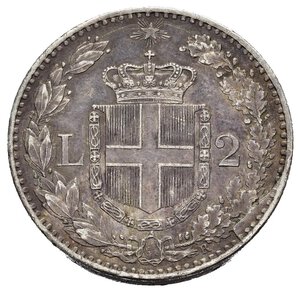 reverse: Regno d Italia. Umberto I (1878-1900). 2 lire 1883 Roma. Ag. Gig. 27. SPL+