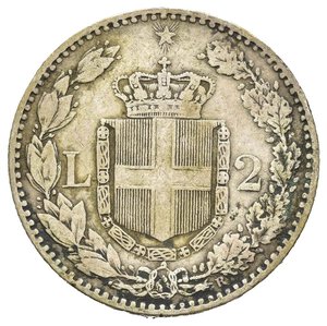 reverse: Regno d Italia. Umberto I (1878-1900). 2 lire 1885 Roma. Ag. Gig. 29. Rara. qBB
