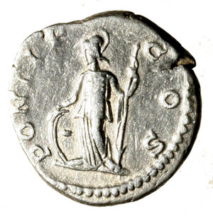 reverse: GETA (209-211) Denario. D/ Busto giovanile nudo a ds. R/ Minerva elmata stante a sn. con lancia e scudo. AR (g. 3,02 mm. 18) C. 104; RIC 34b. +BB