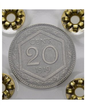 reverse: Regno d Italia. Vittorio Emanuele III (1900-1943). 20 centesimi 1919 