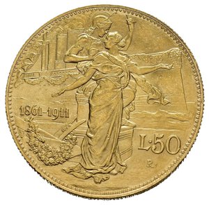 reverse: Regno d Italia. Vittorio Emanuele III (1900-1943). 50 Lire 1911 