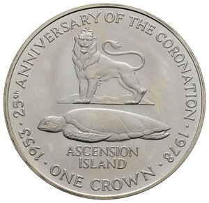 reverse: ASCENSION ISLANDS. Elisabetta II. Crown 1978. Ag. FDC