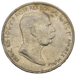 obverse: AUSTRIA. Francesco Giuseppe I. 5 corone 1908. Ag. qBB