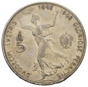 reverse: AUSTRIA. Francesco Giuseppe I. 5 corone 1908. Ag. qBB
