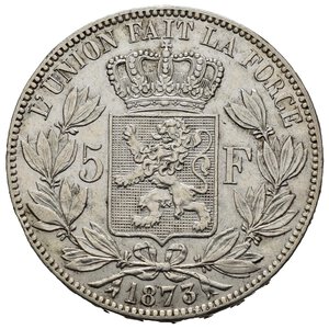 reverse: BELGIO. 5 Francs 1873. Ag. BB