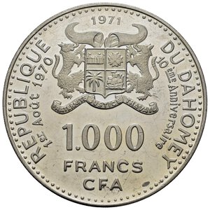 obverse: DAHOMEY. 100 Francs 1971. Ag (52 g). Segni nei campi. Proof