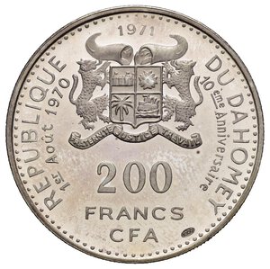 obverse: DAHOMEY. 200 Francs 1971. Ag. Proof
