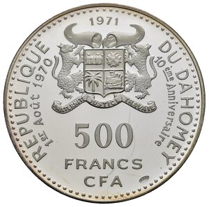 obverse: DAHOMEY. 500 Francs 1971. Ag. Proof