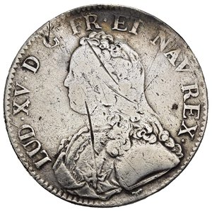 obverse: FRANCIA. Luigi XV (1715-1774). Ecu 1726 A. Ag (28,68 g). Da montatura. MB
