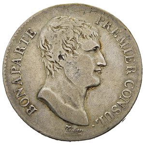obverse: FRANCIA. Consulat. Napoleone. Bonaparte, Premier Consul (1803). 5 Francs An XI zecca A (Parigi). Ag. Gad.577. qBB