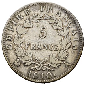 reverse: FRANCIA. Napoleone I, Imperatore. 5 Francs 1810 A (Parigi). Ag. Gad. 584. BB