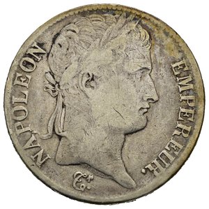 obverse: FRANCIA. Napoleone I, Imperatore. 5 Francs 1814 Q (Perpignan). Ag. Gad. 584. MB