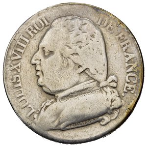obverse: FRANCIA. Luigi XVIII (1815-1824). 5 Francs 1814 M (Toulouse). Ag. Gad. 614. Da montatura, MB