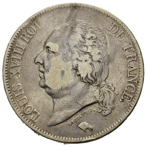 obverse: FRANCIA. Luigi XVIII (1815-1824). 5 Francs 1823 A (Parigi). Ag. Gad. 614. qBB