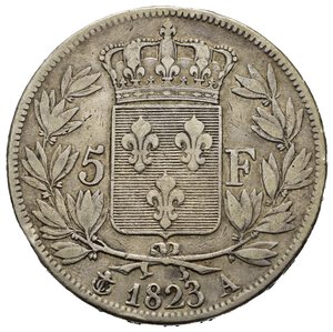 reverse: FRANCIA. Luigi XVIII (1815-1824). 5 Francs 1823 A (Parigi). Ag. Gad. 614. qBB