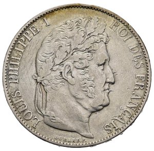 obverse: FRANCIA. Louis Philippe I. 5 Francs 1848 K (Bordeaux). Data non comune, coniata in 165.687 pezzi. Ag. BB