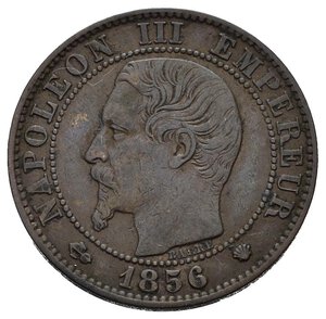 obverse: FRANCIA. Napoleone III. 5 centimes 1856 MA (Marsiglia). Cu. Colpo al bordo. BB