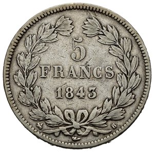 reverse: FRANCIA. 5 Francs 1843 B. Ag. qBB