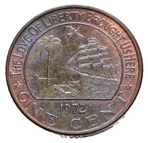 reverse: LIBERIA. 1 cent 1972. FDC