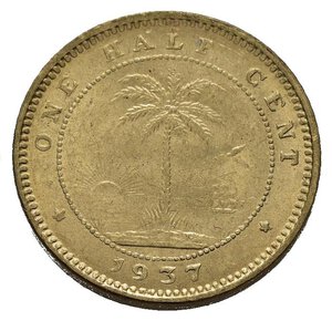 reverse: LIBERIA. 1/2 cent 1937. FDC