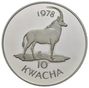 reverse: MALAWI. 10 Kwacha 1978. Ag. Proof