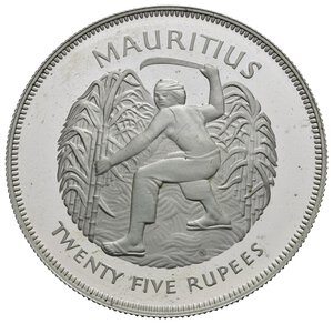 reverse: MAURITIUS. Elisabetta II. 25 Rupees 1977. Ag. Proof