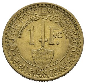 obverse: MONACO. 1 Franc 1924. qSPL