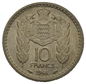 reverse: MONACO. 10 Francs 1946. Ni. qFDC