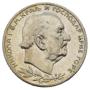 obverse: MONTENEGRO. Nicola I. 1 Perper 1912. Ag. KM#14. SPL+