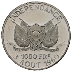 reverse: NIGER. 1000 Francs 1960. Ag. Proof