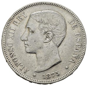 obverse: SPAGNA. 5 Pesetas 1875 Ag. BB