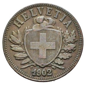 obverse: SVIZZERA. 2 Rappen 1902 B. Cu. BB+