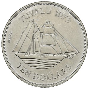 reverse: TUVALU. Elisabetta II. 10 dollari 1979. Ag. Proof