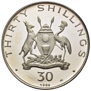 reverse: UGANDA. 30 Shillings 1969 